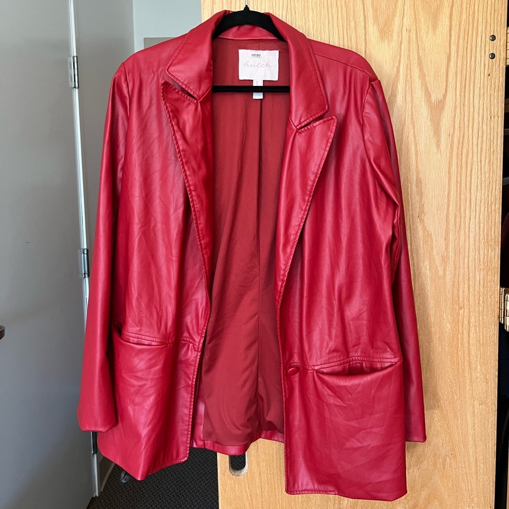 Hutch Red Vegan Leather Jacket/Blazer